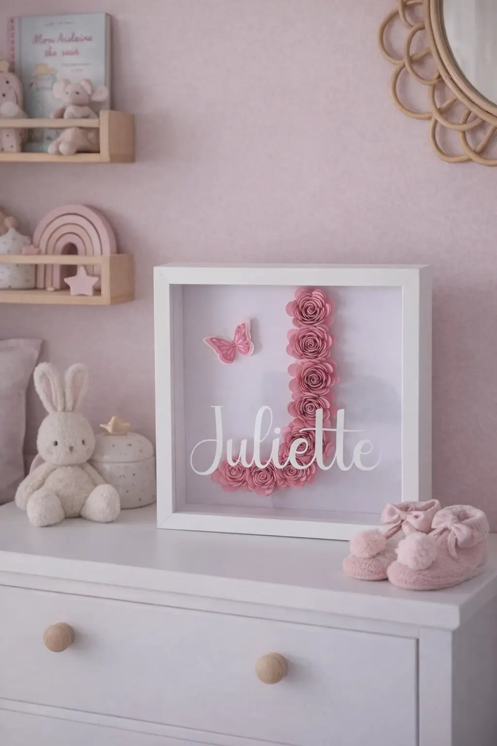 Cadre Lettre fleuri 3D personnalisé Instants Gravés
