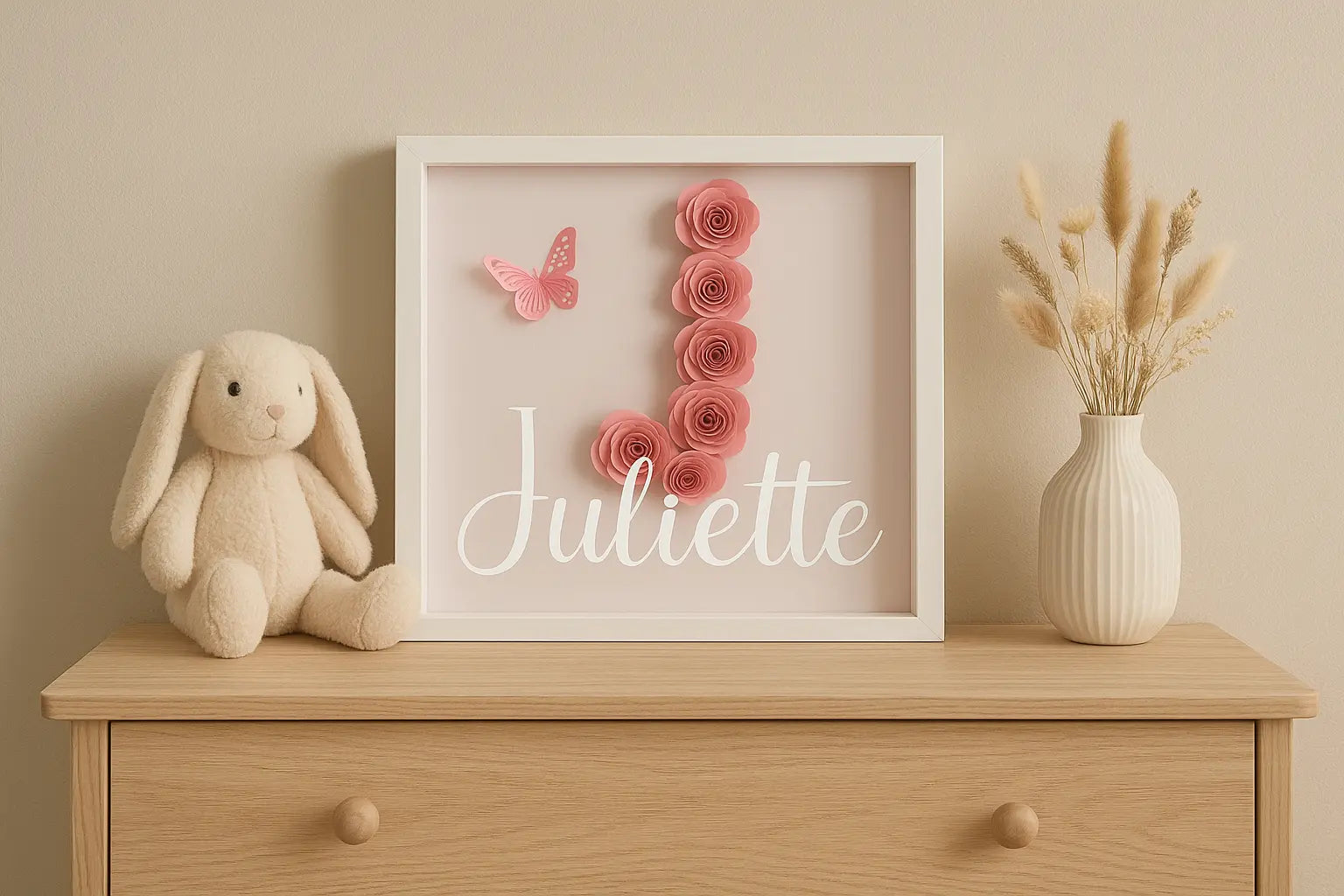 Cadre Lettre fleuri 3D personnalisé Instants Gravés