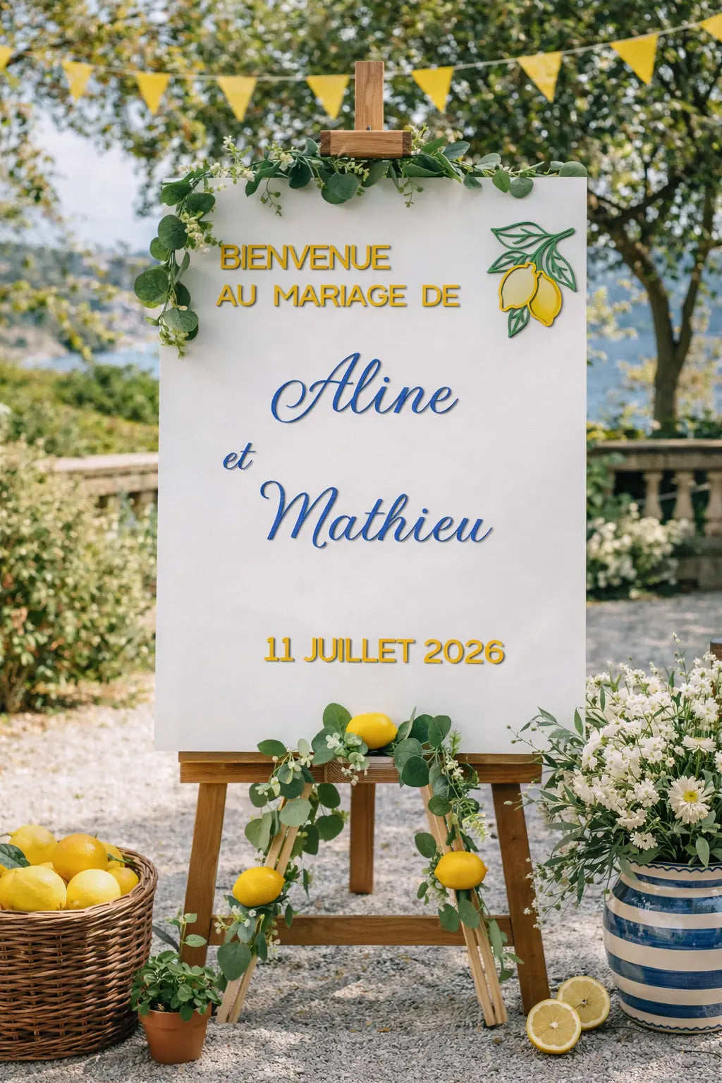 Panneau de bienvenue mariage personnalisé en bois – Thème "Dolce Vita" Instants gravés