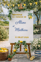 Panneau de bienvenue mariage personnalisé en bois – Thème "Dolce Vita" Instants gravés