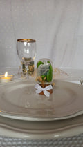 Cloche en verre personnalisée avec dragées pour mariage, décoration champêtre élégante