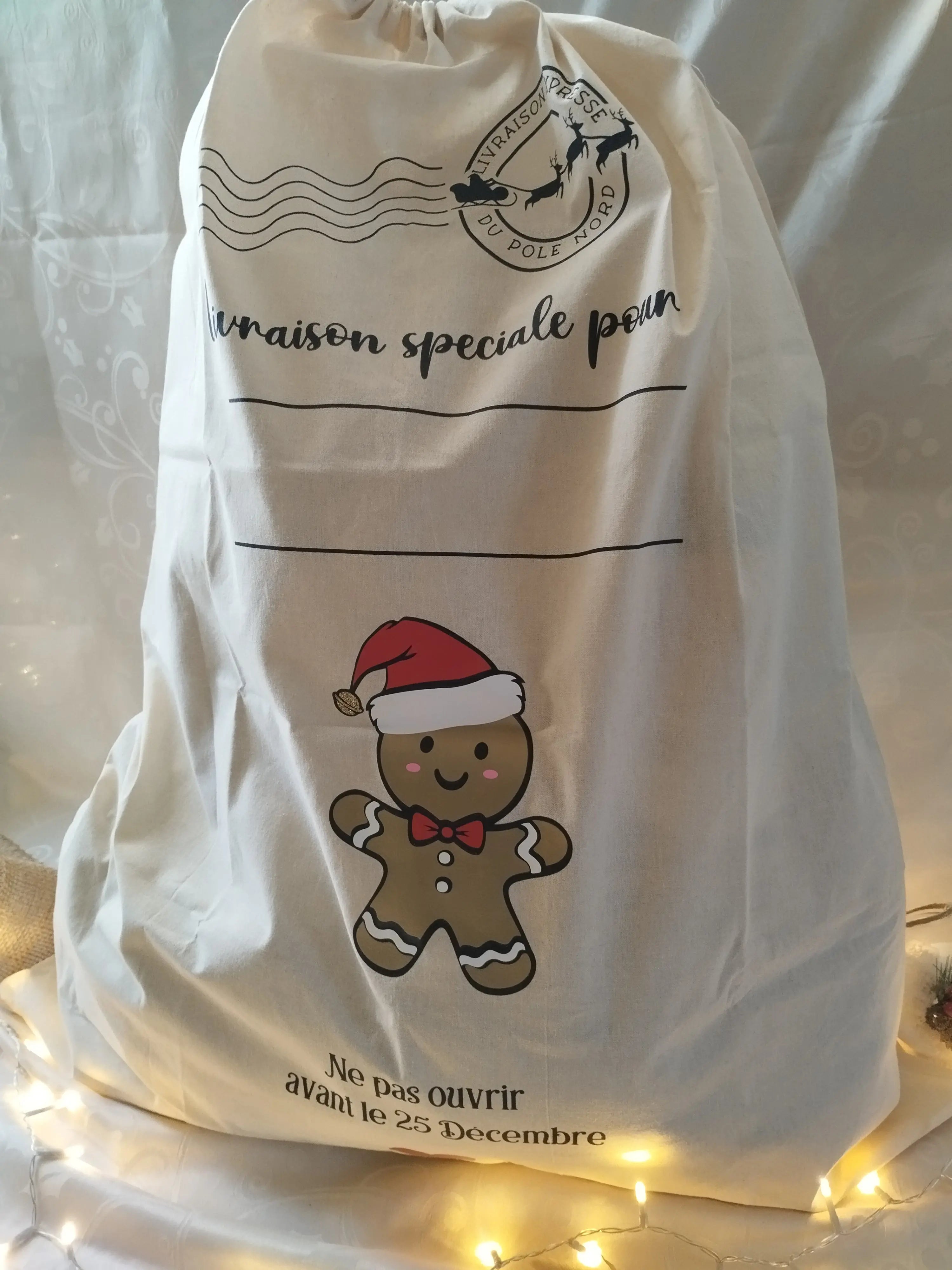 Hotte personnalisée pain d'épice de Noël - Instants gravés