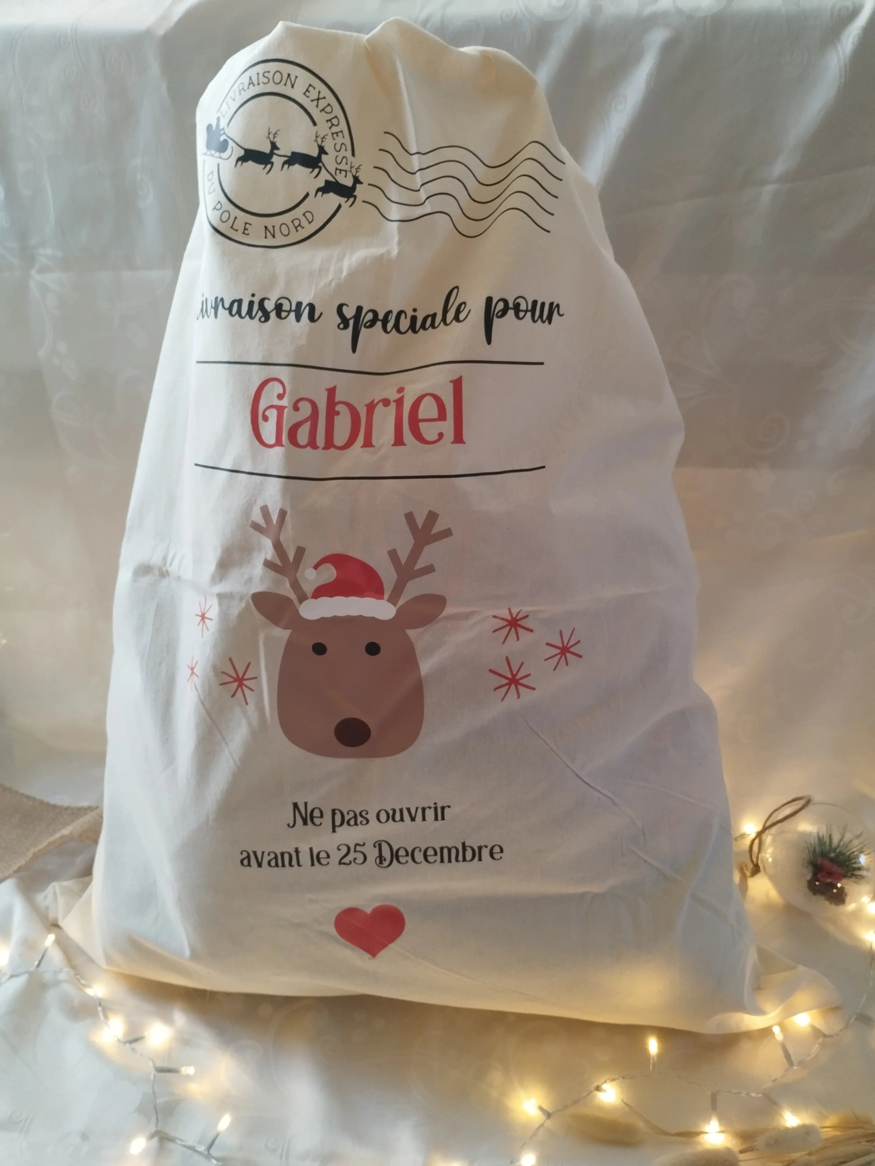 Hotte personnalisée renne de Noël - Instants gravés