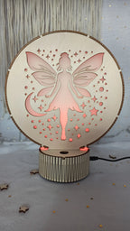 Veilleuse LED en Bois avec socle "modèle fée"