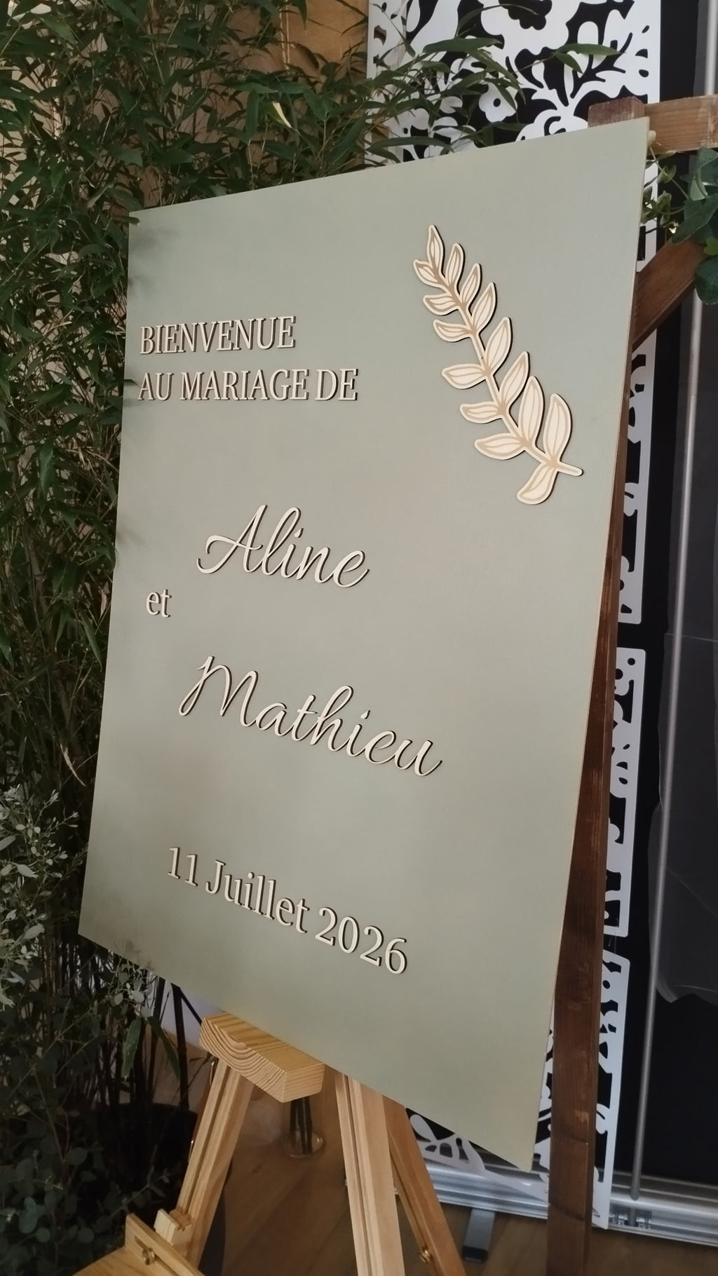 Panneau de bienvenue mariage personnalisé en bois – Décoration champêtre élégante
