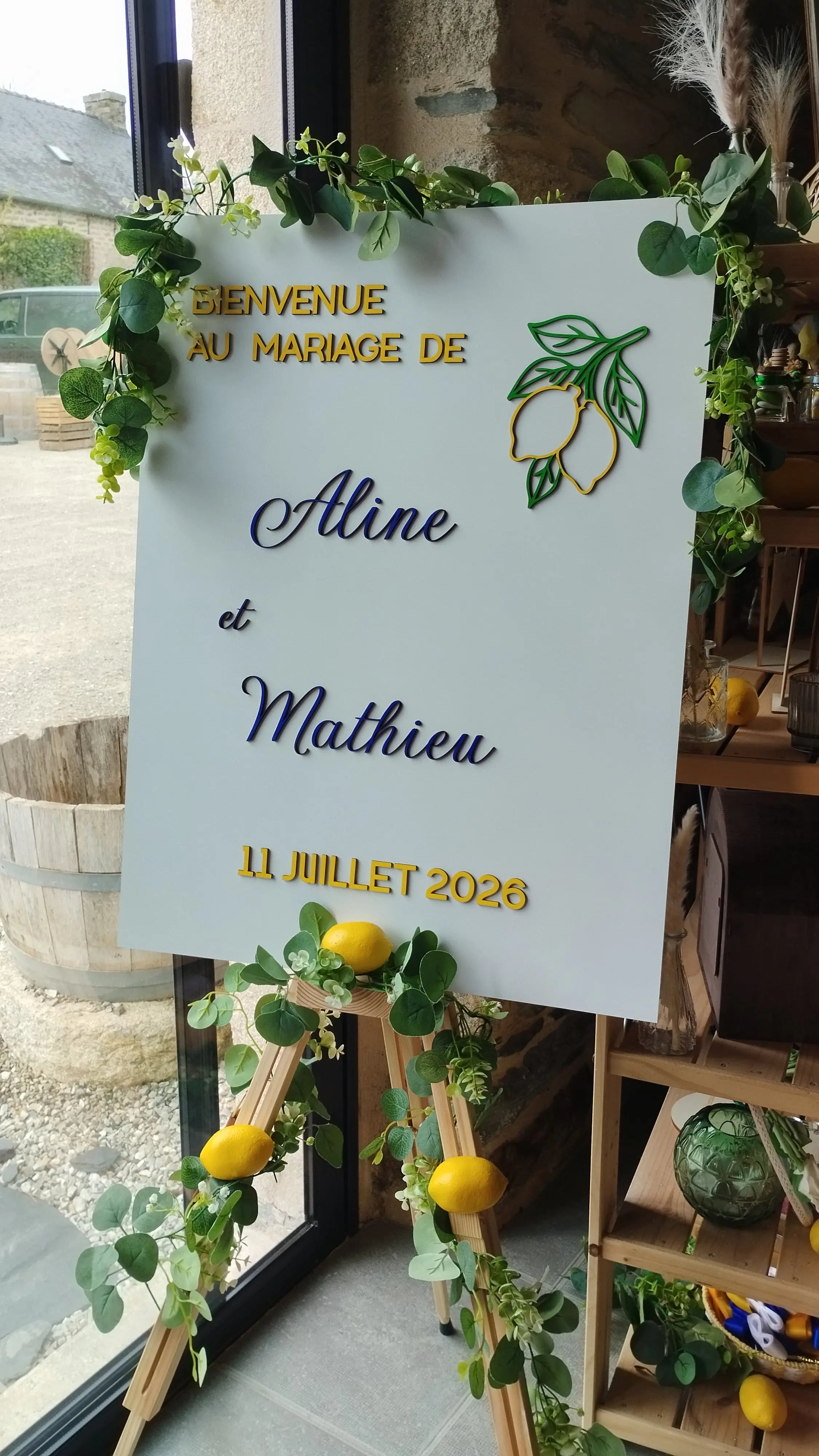 Panneau de bienvenue mariage personnalisé en bois – Thème "Dolce Vita" Instants gravés