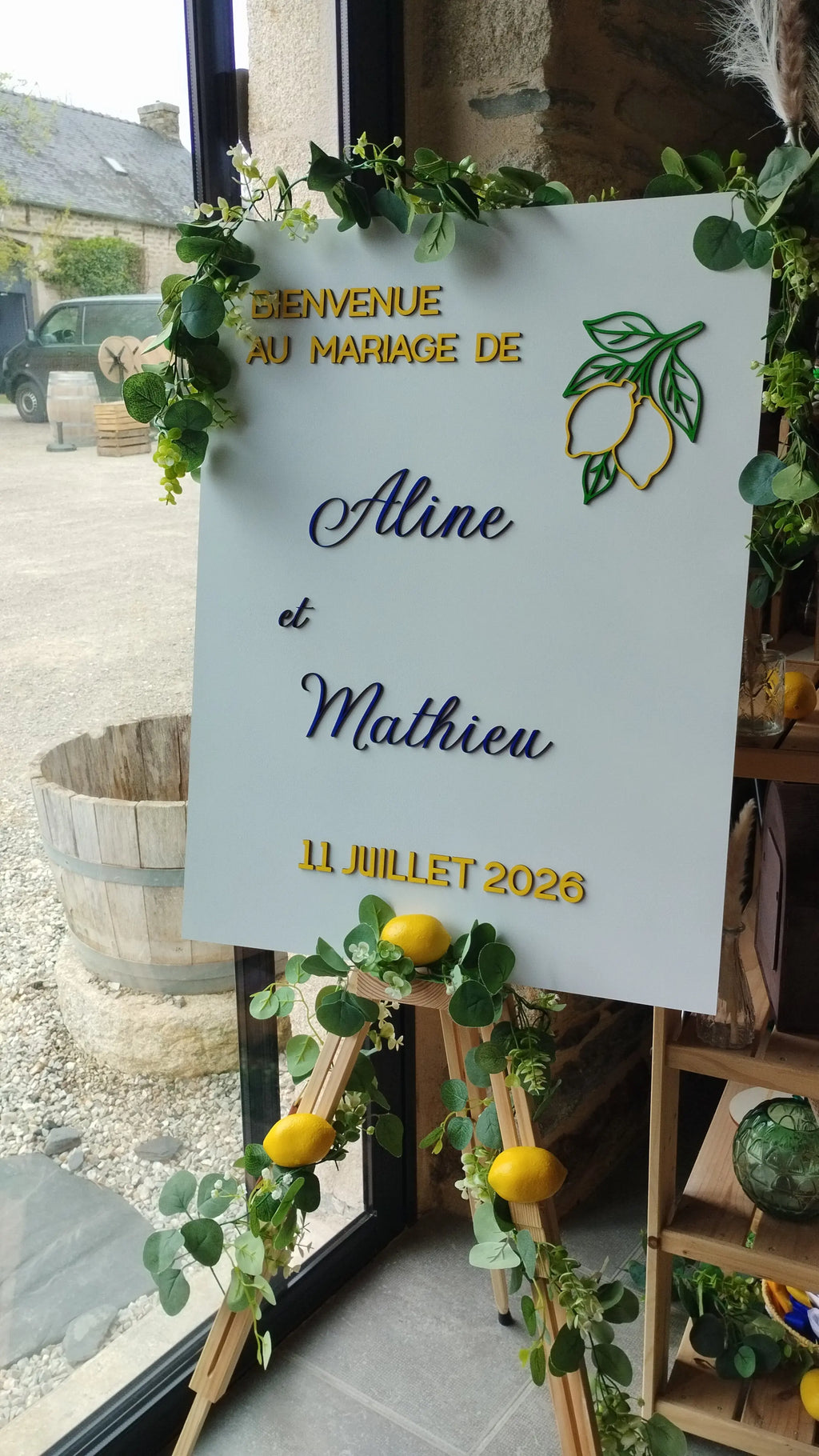 Panneau de bienvenue mariage personnalisé en bois – Thème "Dolce Vita" Instants gravés