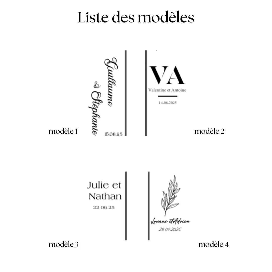 Liste des modèles disponibles cloche dragées personnalisée mariage baptême