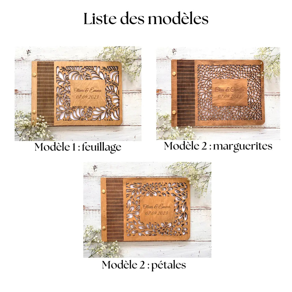 Livre d'or en bois personnalisé Instants Gravés