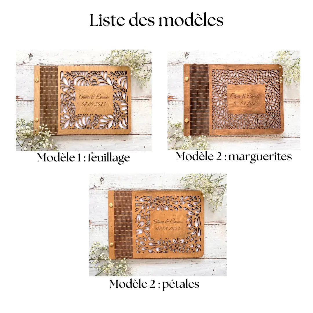 Livre d'or en bois personnalisé Instants Gravés