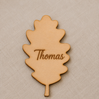 Marque-place mariage en bois personnalisé – Feuille d'automne