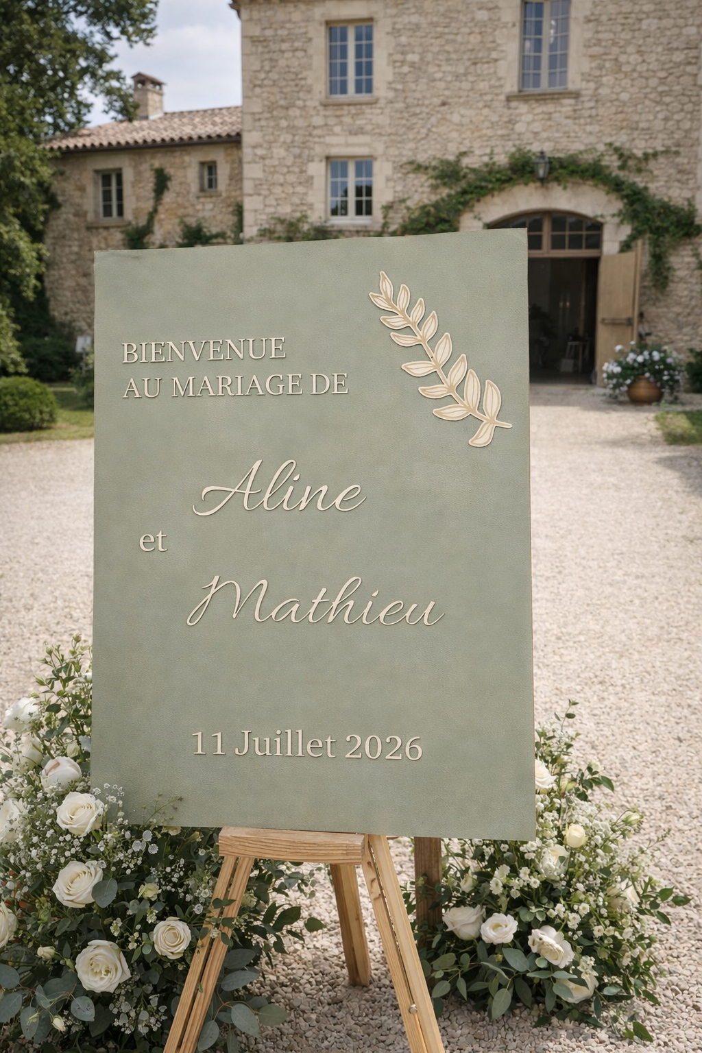 Panneau de bienvenue mariage personnalisé en bois – Décoration champêtre élégante