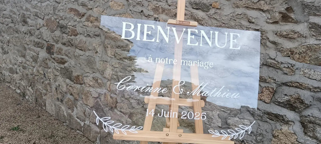 Panneau de bienvenue en plexiglass personnalisé – Mariage & Baptême - Instants Gravés