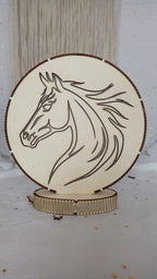 Veilleuse LED en bois découpé avec motif de cheval lumineux