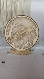 Veilleuse LED en bois découpé avec motif de tortue lumineuse