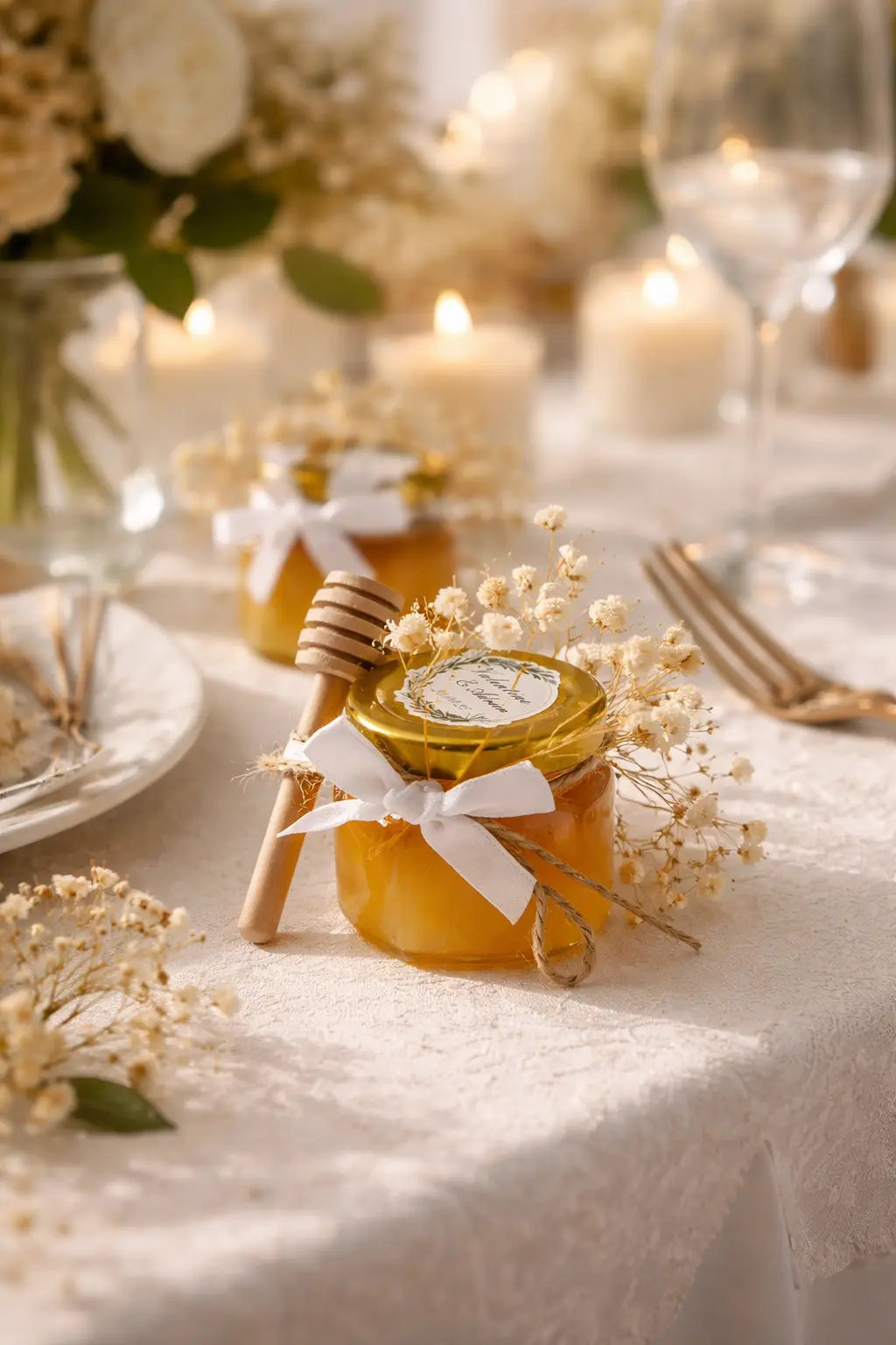 Petits pots de miel personnalisés – Cadeaux invités mariage champêtre Instants gravés